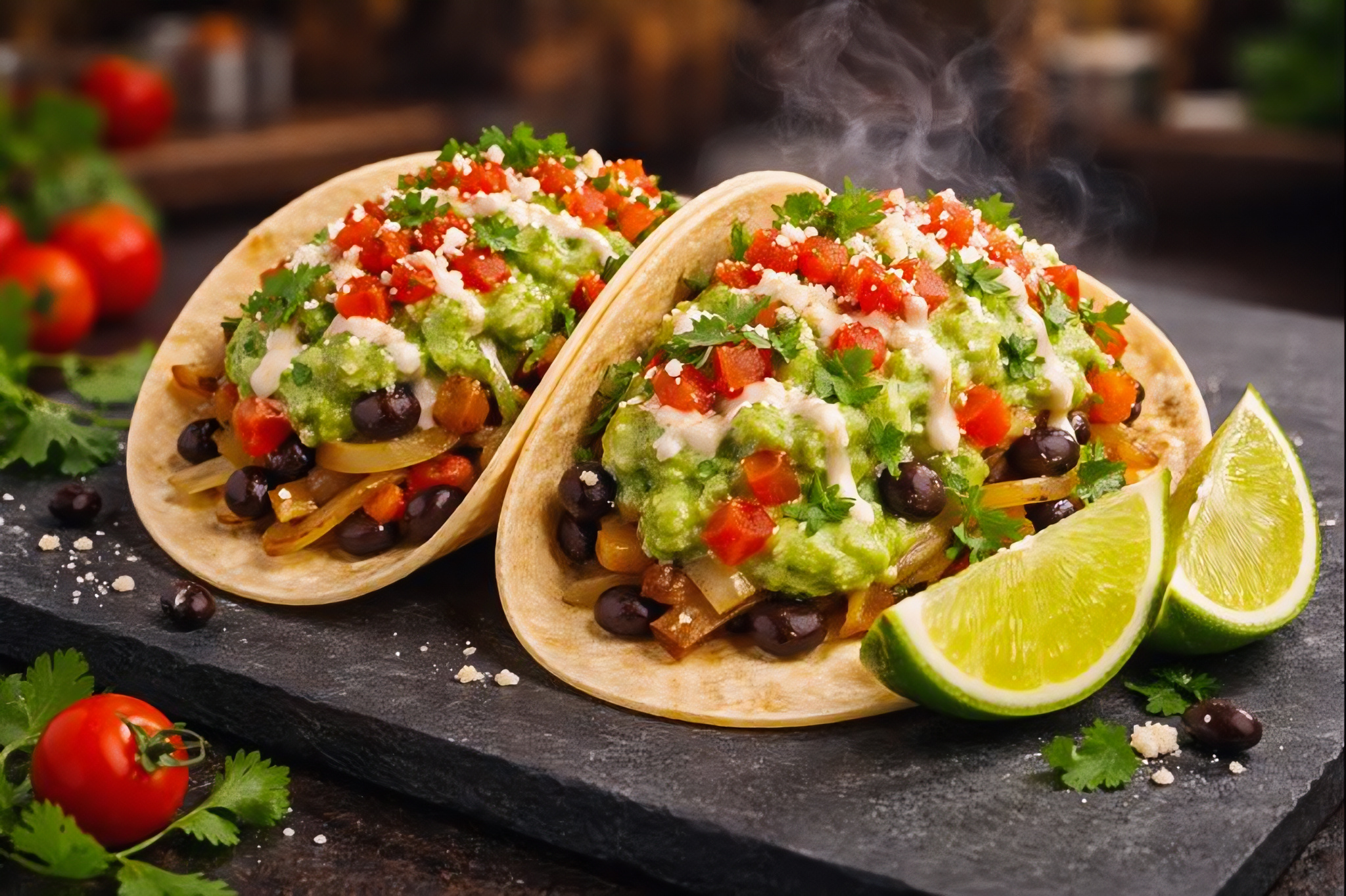 Black bean veggie tacos at a public festival in Brock Crossroad